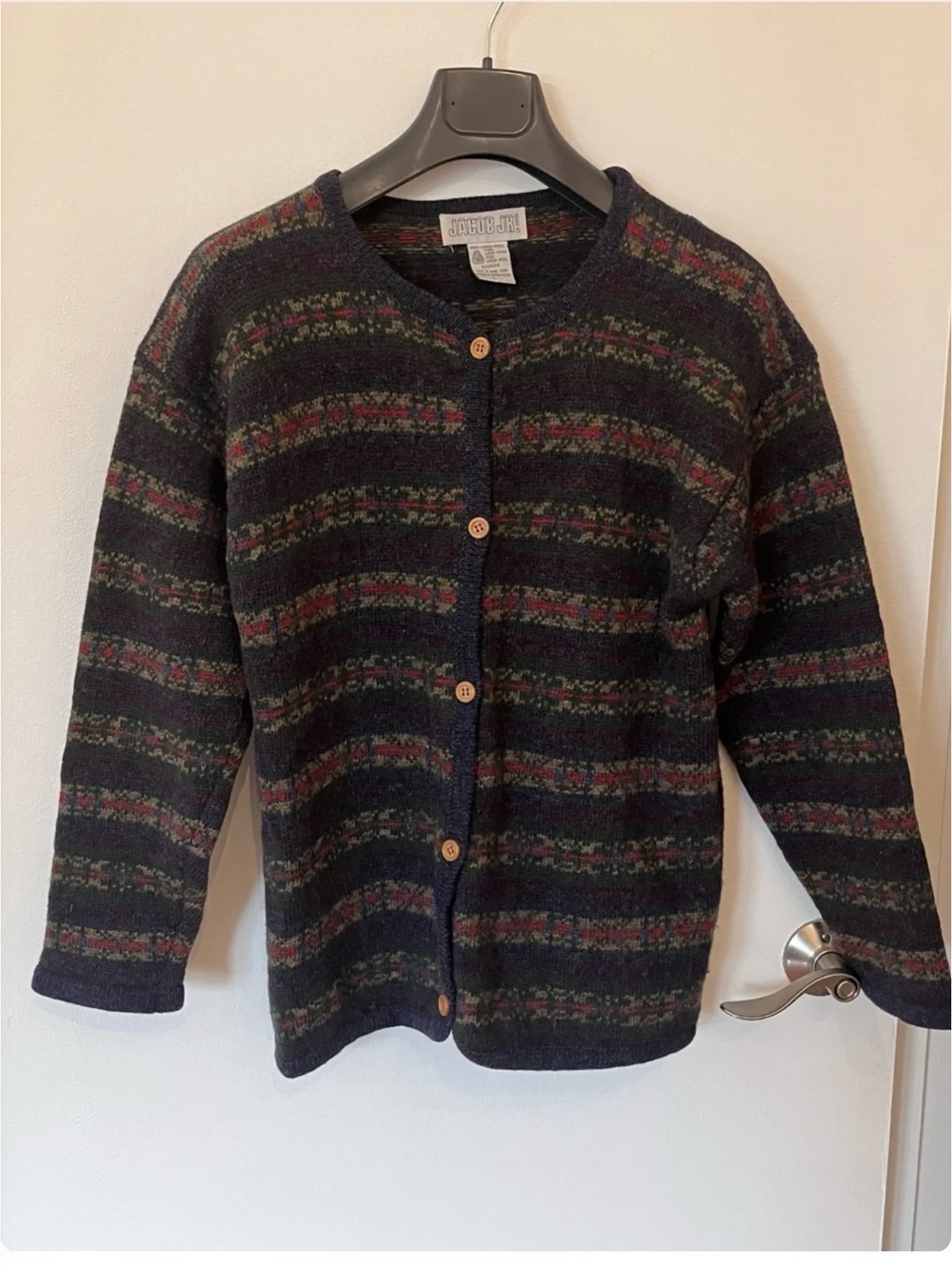 Rare vintage Jacob Navy virgin wool cardigan